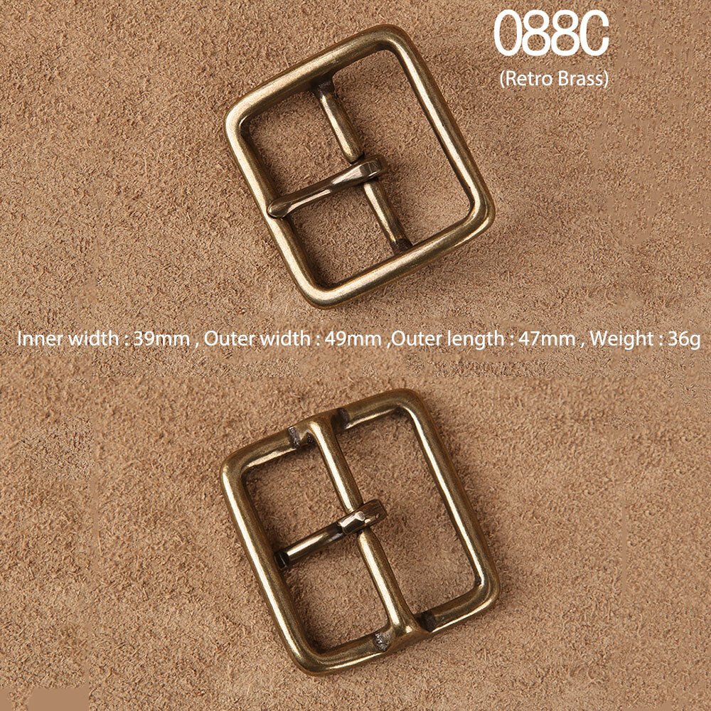 Solid Brass Pin Buckle Leather Craft DIY Belt Men Women 38mm 40mm Polished Gold