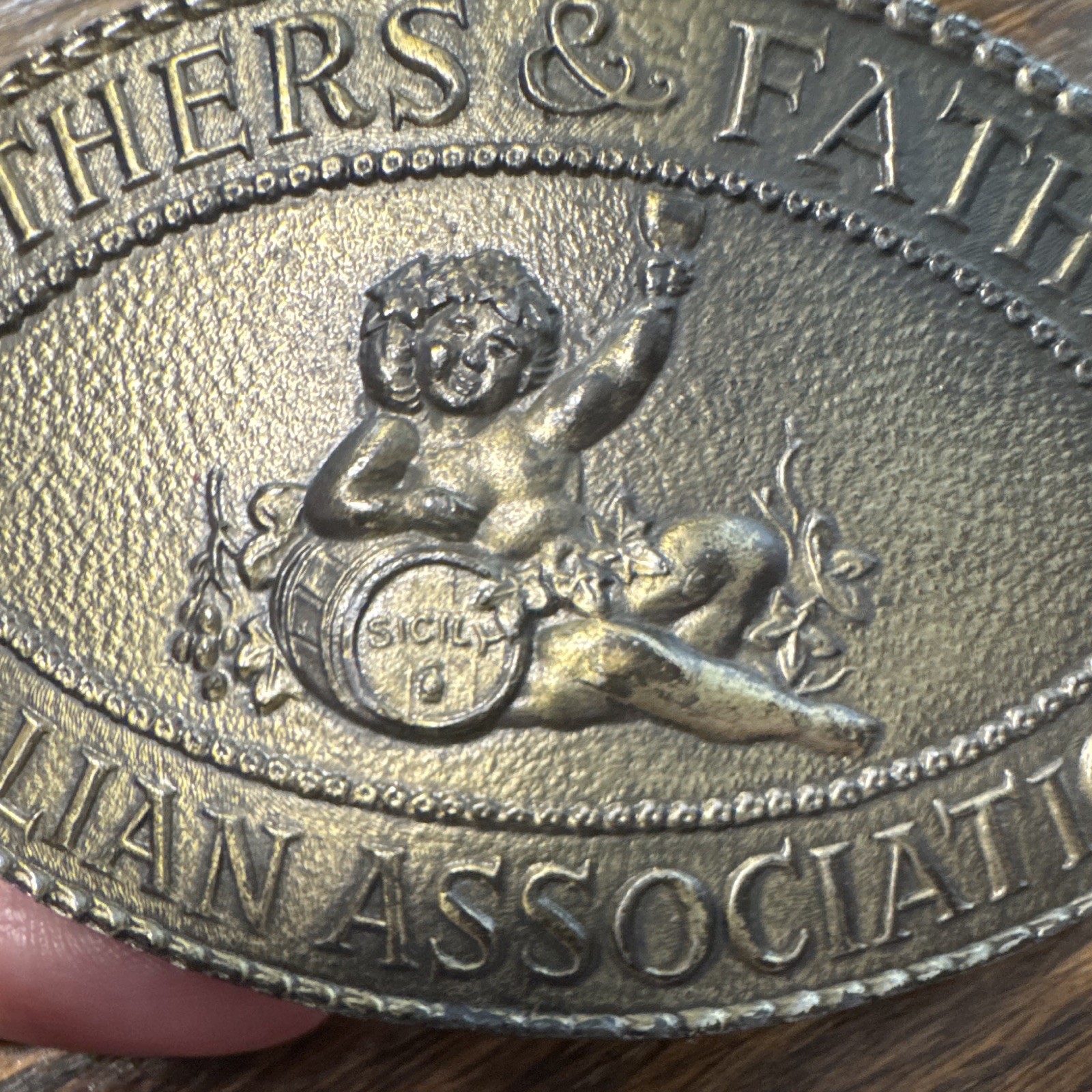 Ficca Italian Mothers & Fathers Oval Western Belt Buckle Gold Metal 1.5in Fit