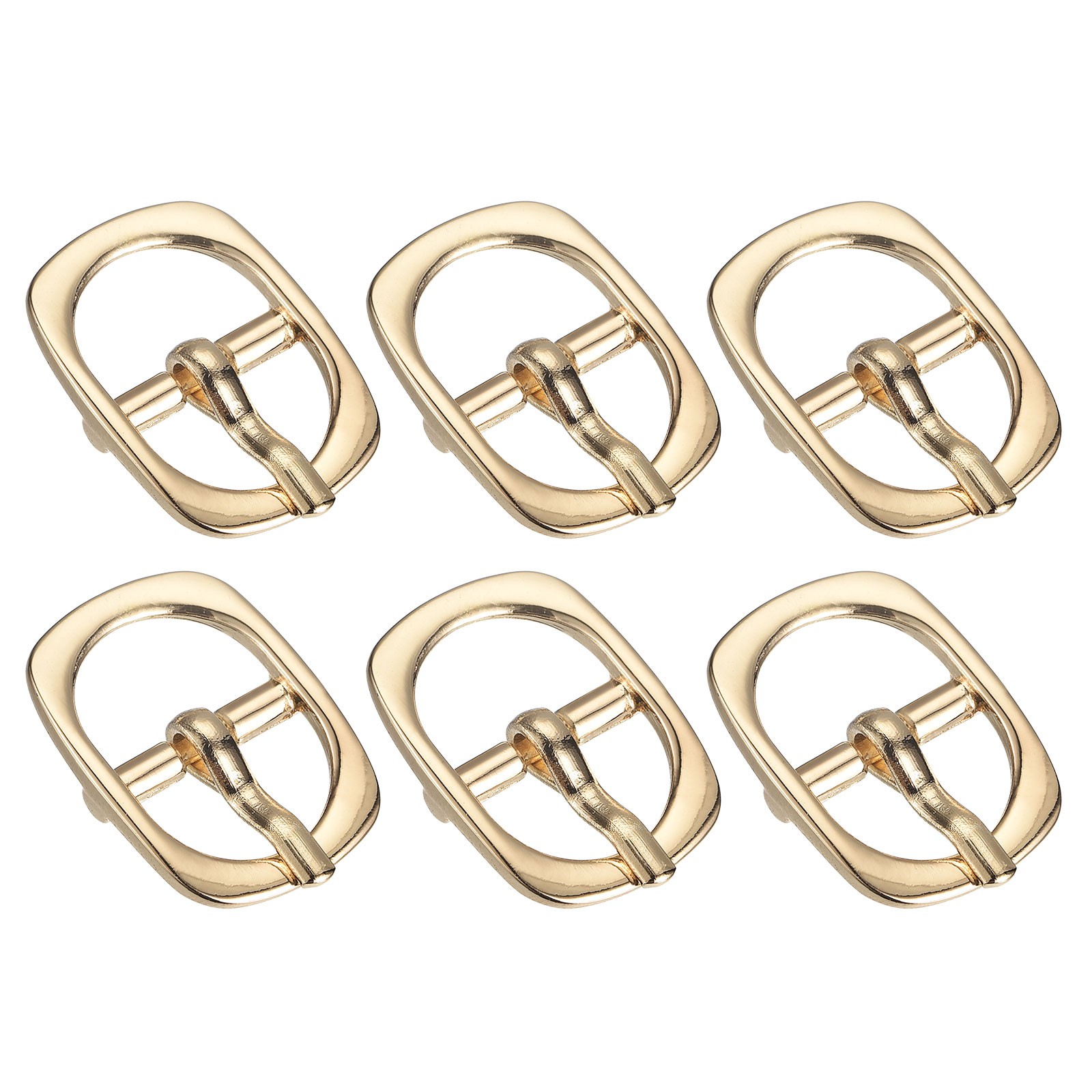 6Pcs 0.5&Prime; Single Prong Belt Buckle Oval Center Bar Buckles for Belt Champagne
