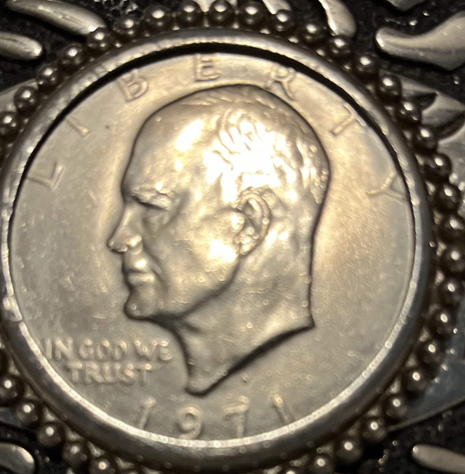 Vintage Western Eisenhower Liberty Dollar Belt Buckle 1971