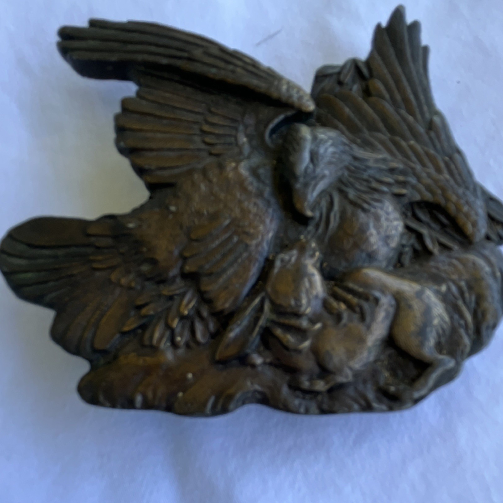 Bergamot Brass Works 1974 Brass Eagle Wildlife Belt Buckle Antique Finish