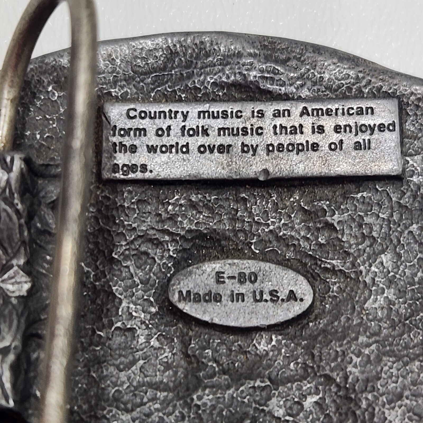 Vintage 1980s I Love Country Music Belt Buckle Metal Siskiyou Buckle Co 1988