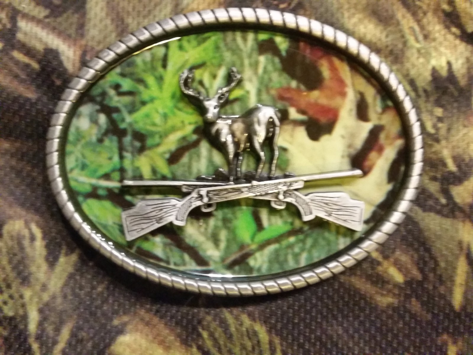 CAMO DEER RIFLE camouflage BELT BUCKLE BUCKLES metal western hunting * US SELLER