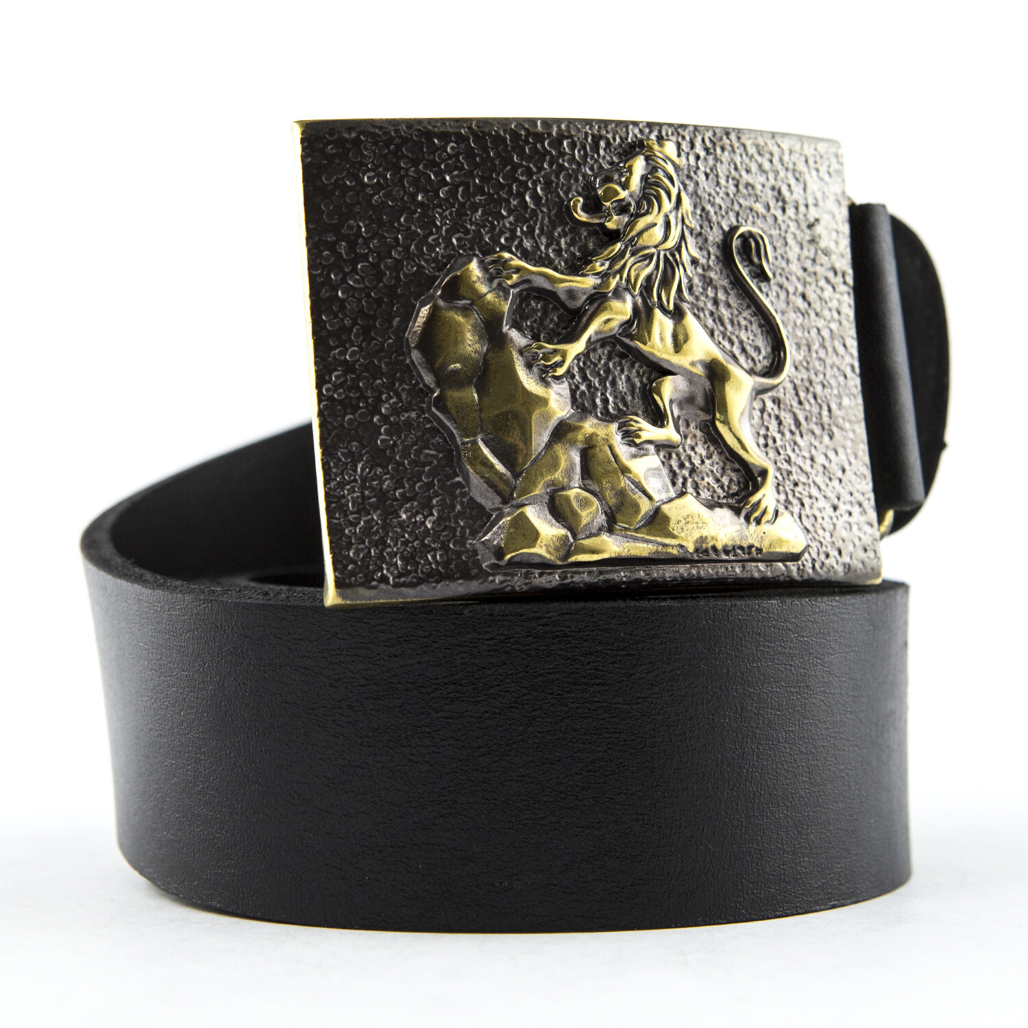 Brass belt buckle Rampant Lion, Royal coat of arms, Lion, Galicia belt buckle