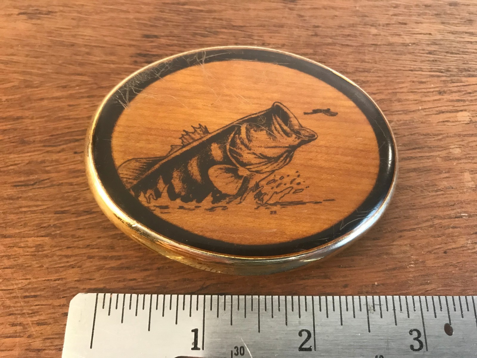 Von West Bass Fishing Oval Metal Belt Buckle 2.25&Prime; X 3&Prime;