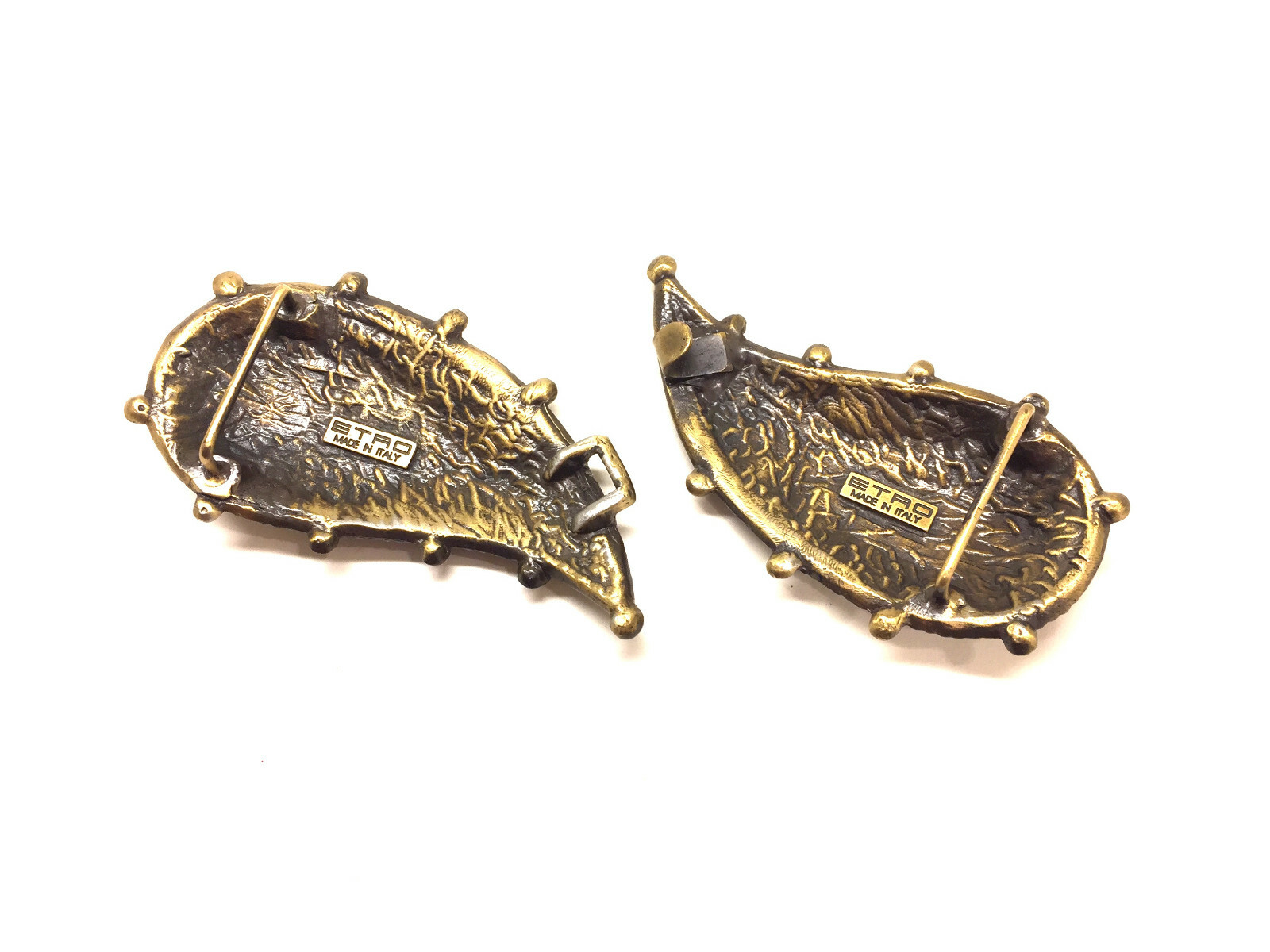 ETRO Antique Bronze Metal Beaded Paisley 1&Prime; Belt Buckle