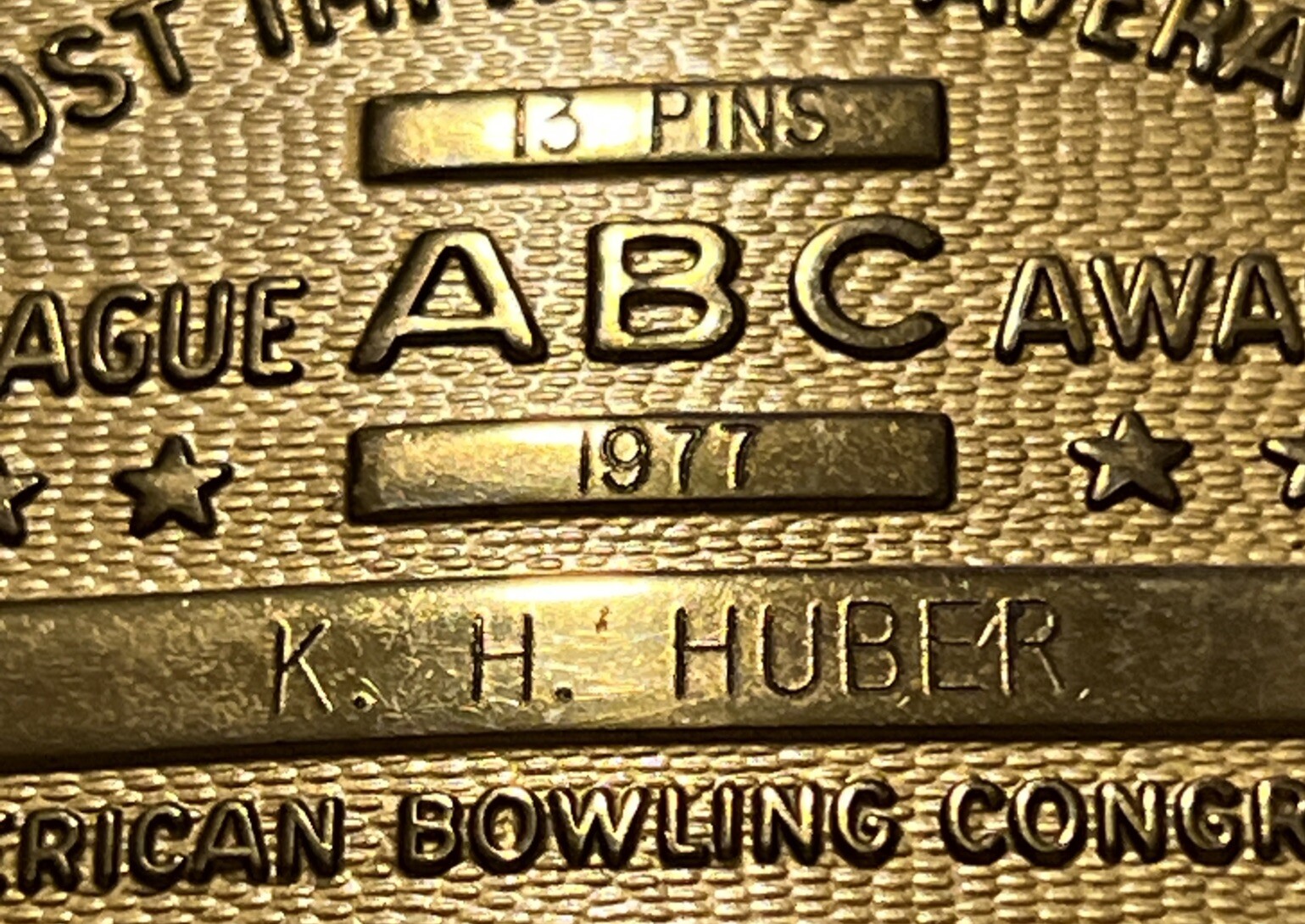 Vintage 1977 American Bowling Congress Belt Buckle Most Improved Average Award