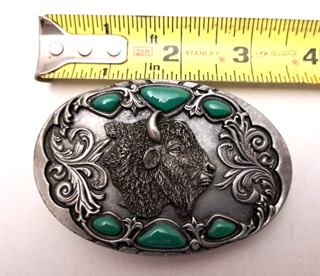 Arroyo Grande Buckle Co Buffalo Bison Pewter Belt Buckle 1992 USA