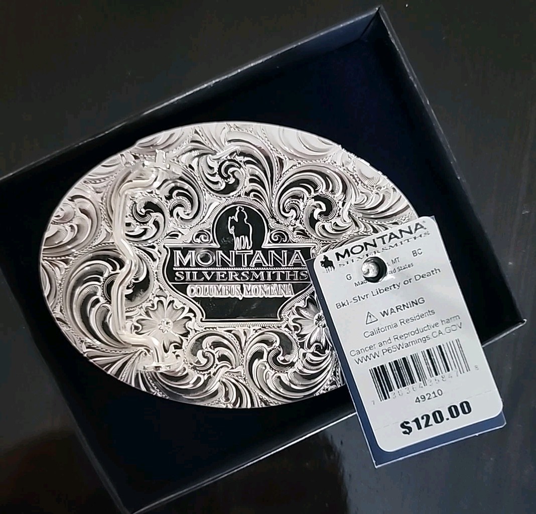 Montana Silversmiths Men&rsquo;s Liberty Or Death Don&rsquo;t Tread On Me Buckle Silver NEW