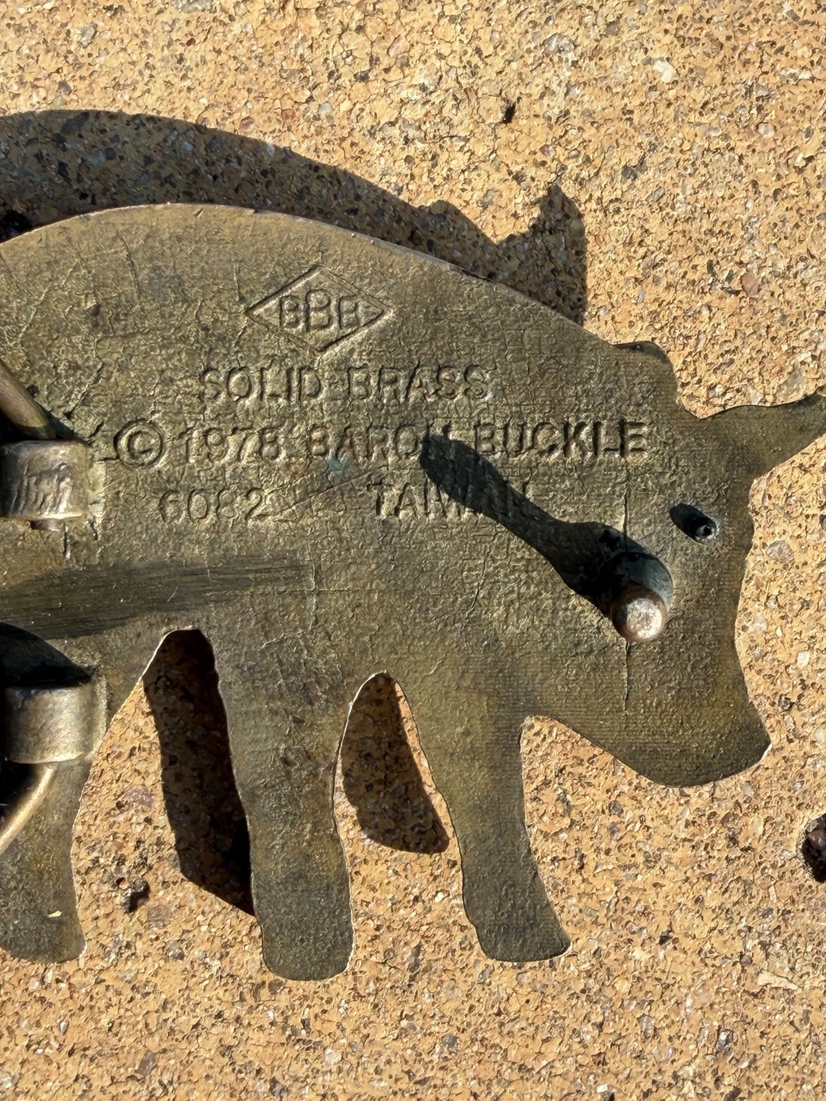 Vintage 1978 Baron Solid Brass Pig Swine Belt Buckle