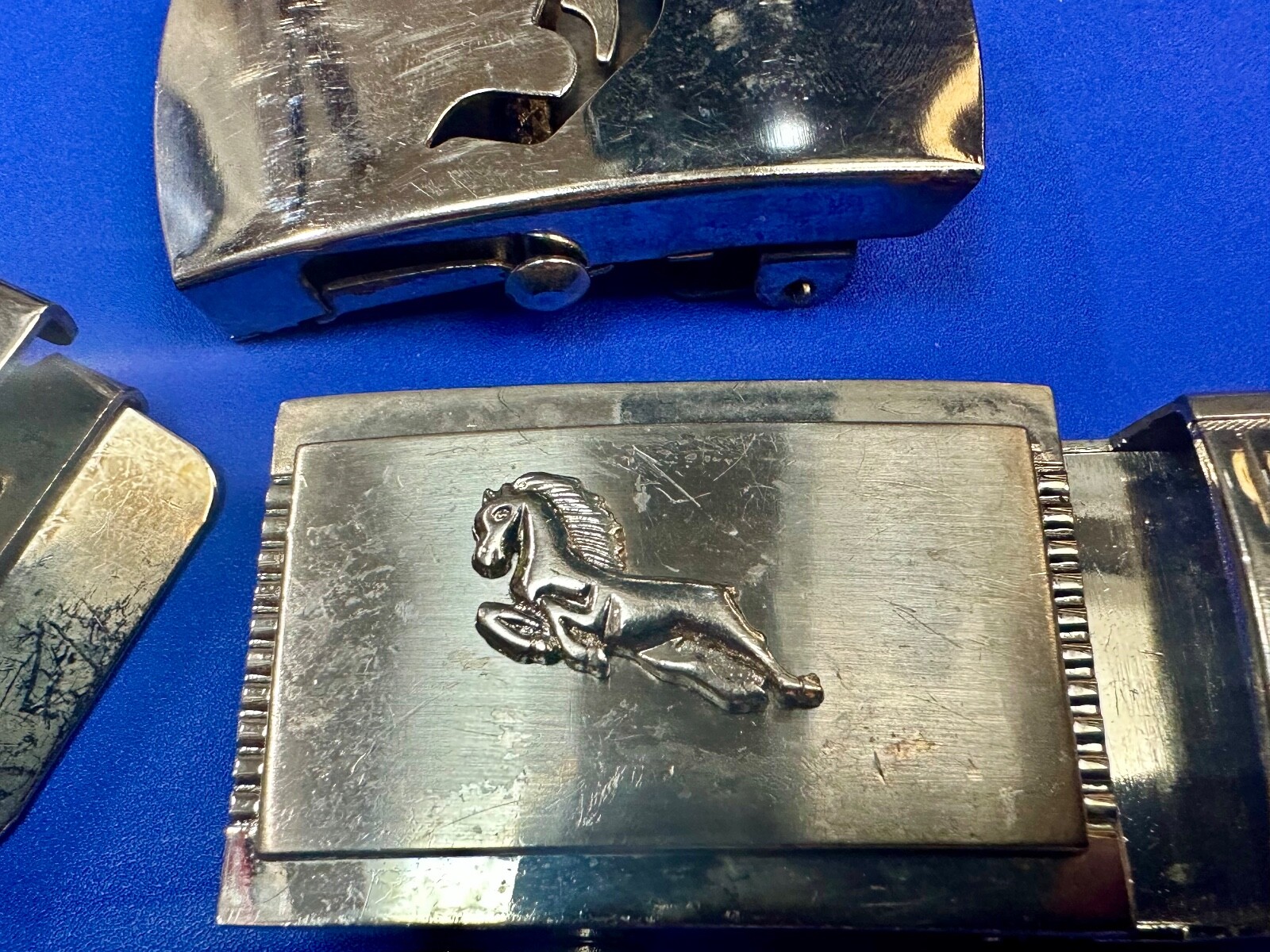 Lot of 3 Vintage slide dress style Belt Buckle&rsquo;s Letters Horse