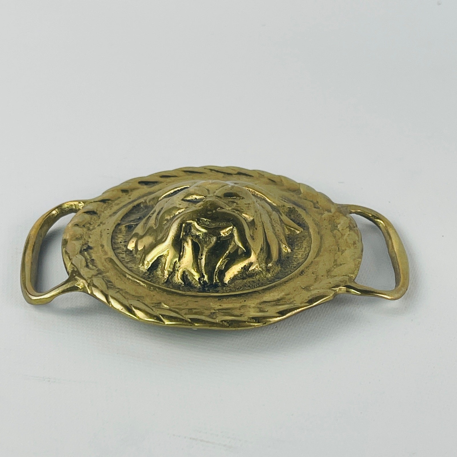 Lion / Beast Head Solid Brass Belt Buckle 3 1/8” Round