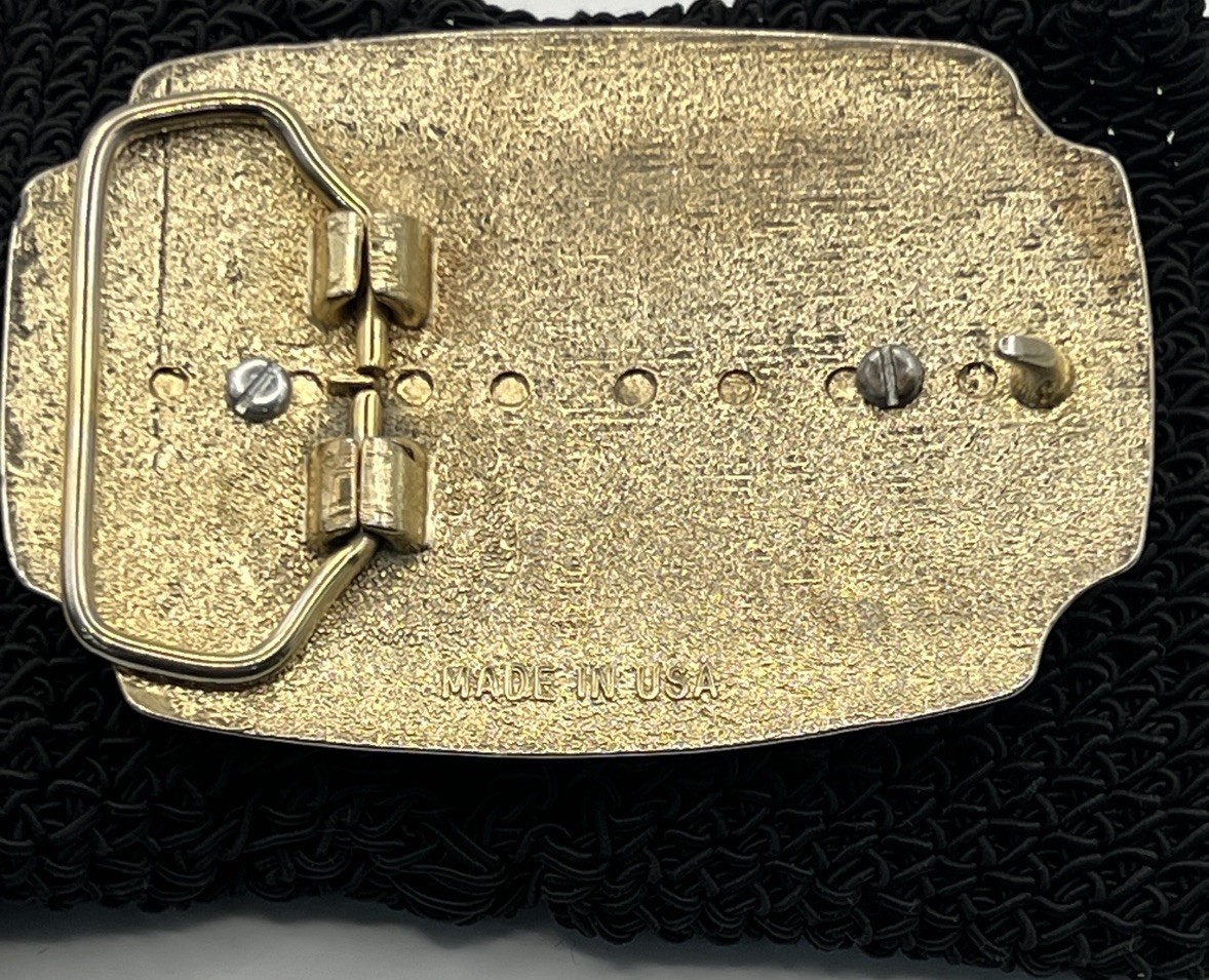 Western White Enamel Gold Tone Belt Buckle Couple Dancing Dance Floral Scroll