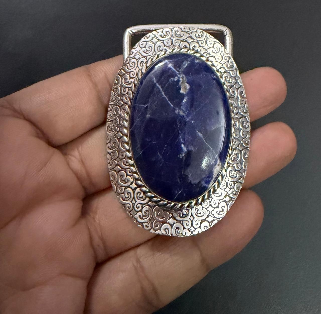 Sodalite Gemstone 925 Sterling Silver Handmade Belt Buckles Vintage Gift For