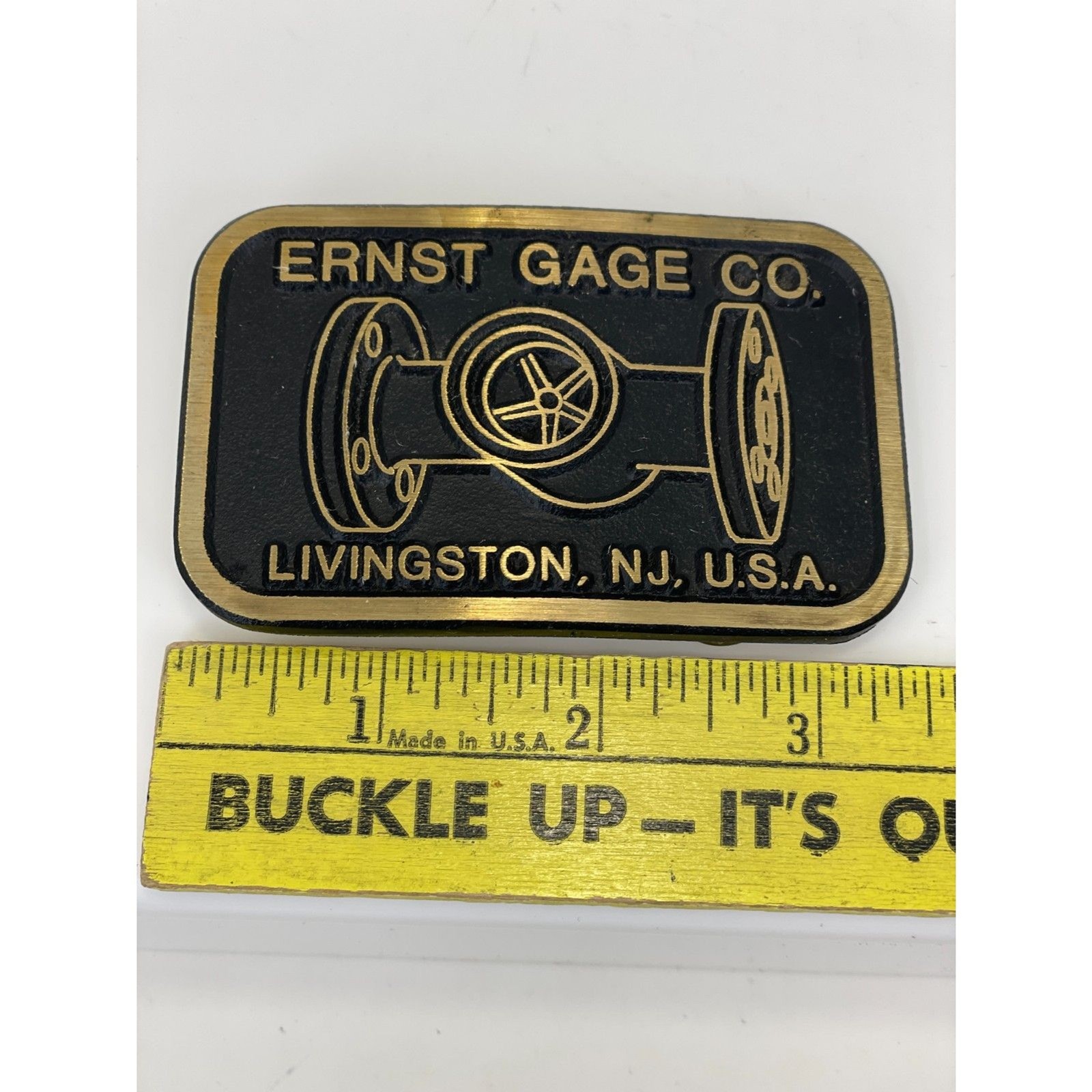 Ernst Gage Co. Livingston NJ USA Brass Belt Buckle