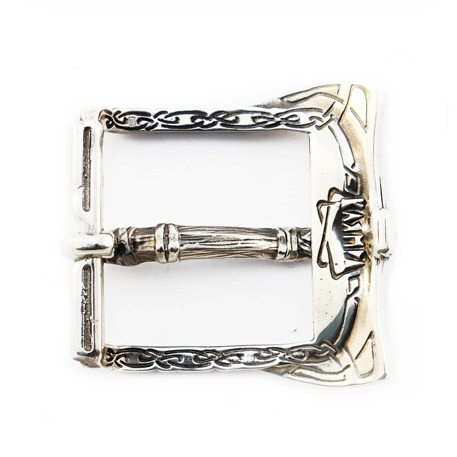 German silver belt buckle Viking Axe, pin type Old Norse Scandinavian military