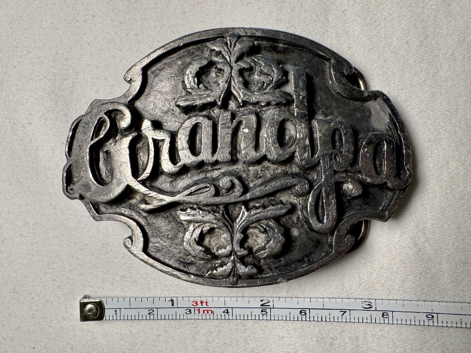Vintage 1988 Grandpa Pewter Belt Buckle A-80 Siskiyou Buckel Co.