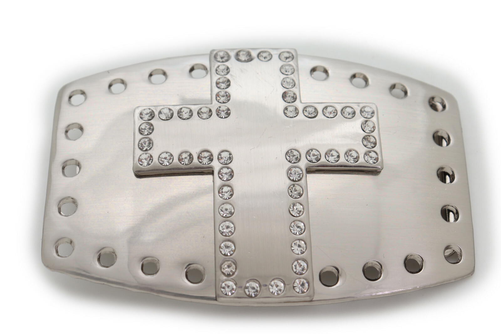 Men Women Silver Metal Rocker Gothic Fashion Buckle Cross Ranch Rodeo Outdoor