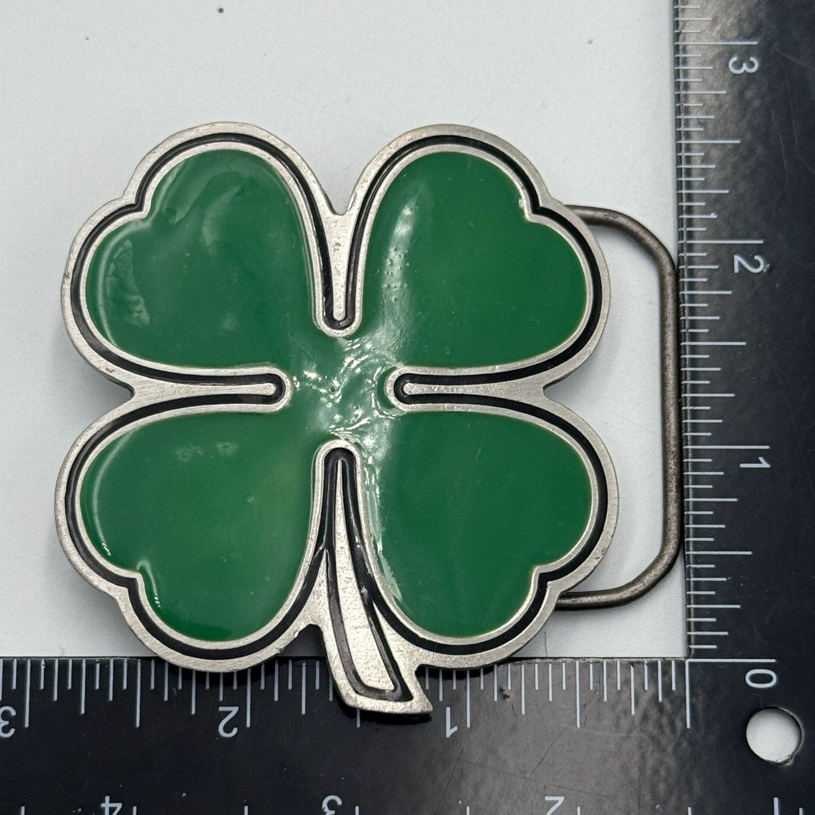Great American Products 2001 Green Four Leaf Clover Fine Pewter Belt Buckle 4602