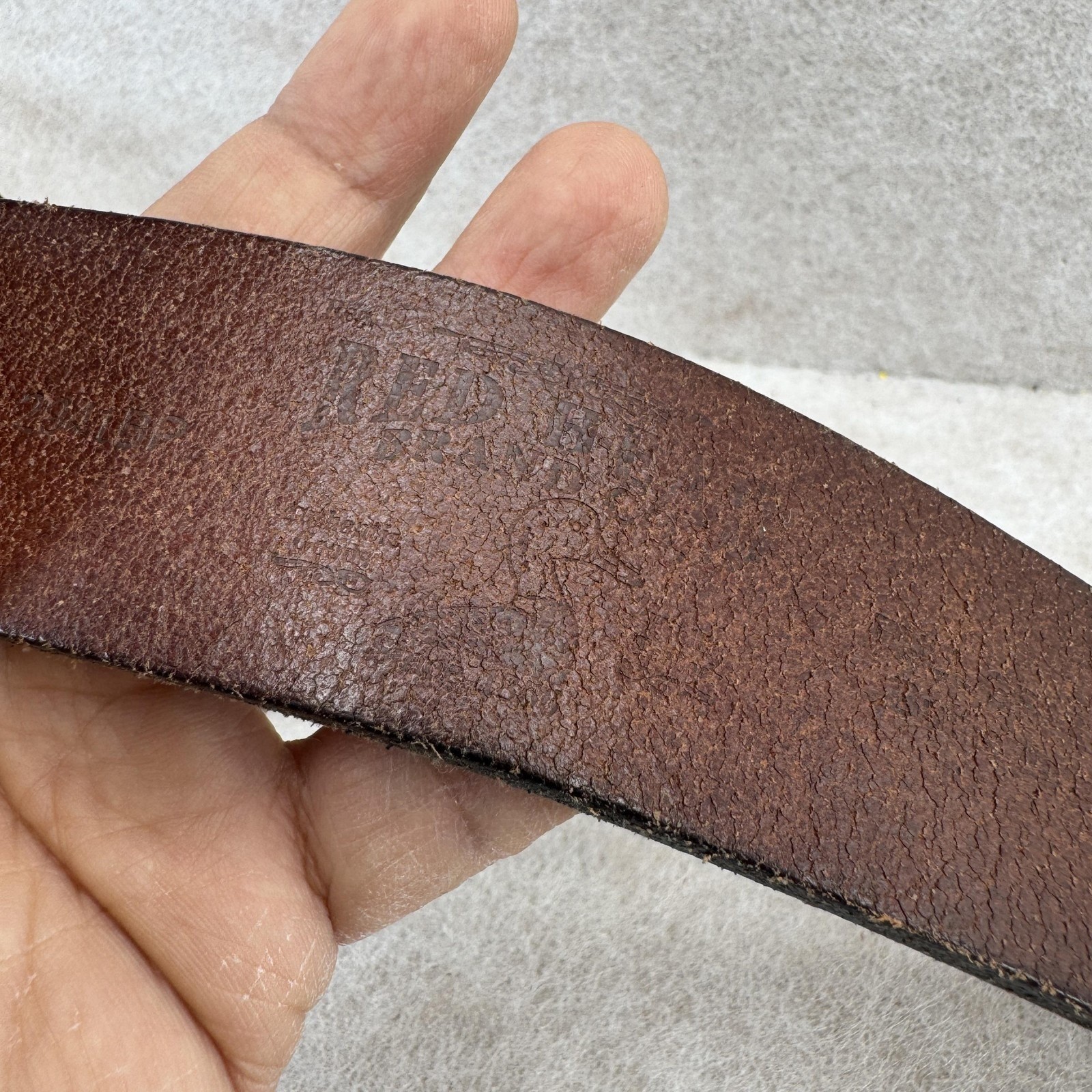 RedHead Belt Mens Size 34 Brown Leather Work Buckle Distressed Worn Classic