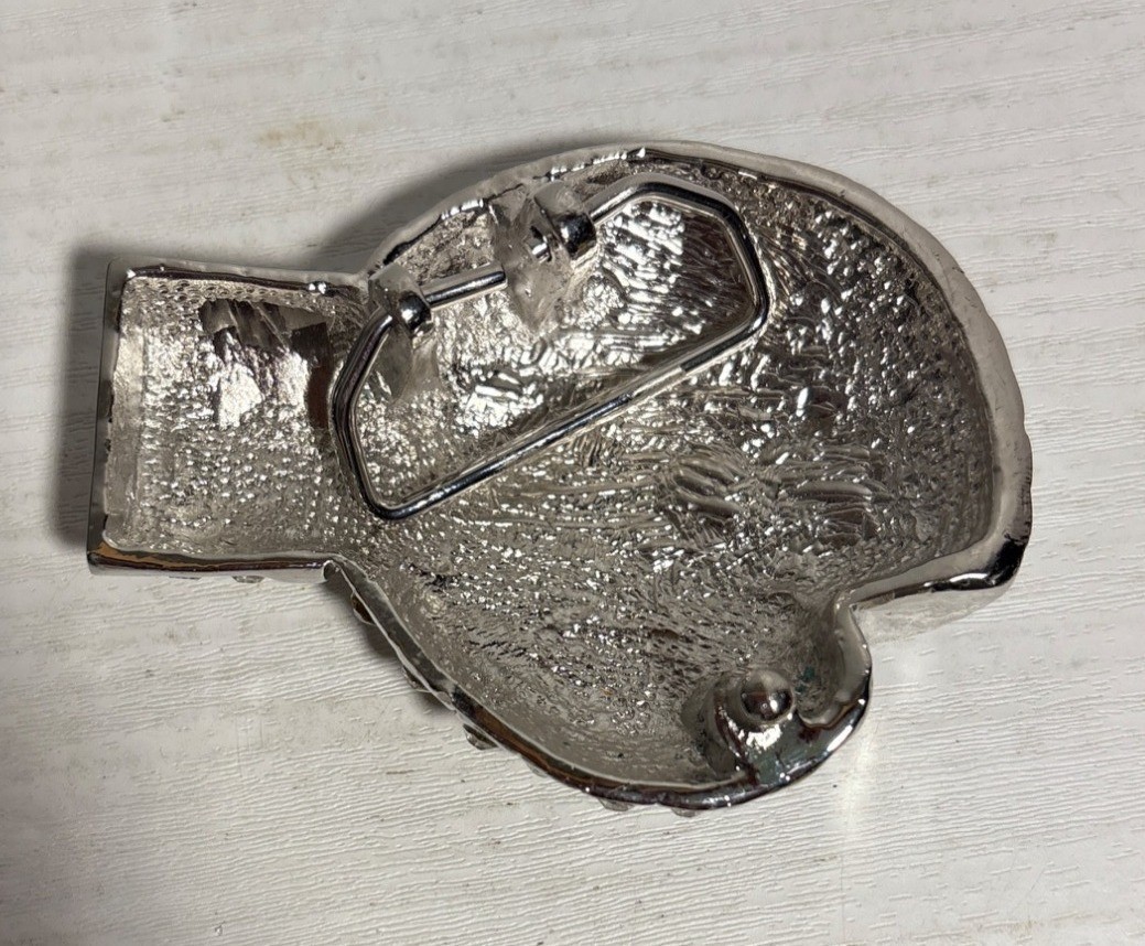 Boxing Glove Belt Buckle Silver Rhinestone Bling Ringside Men & Women 3.5 x 2.5&Prime;