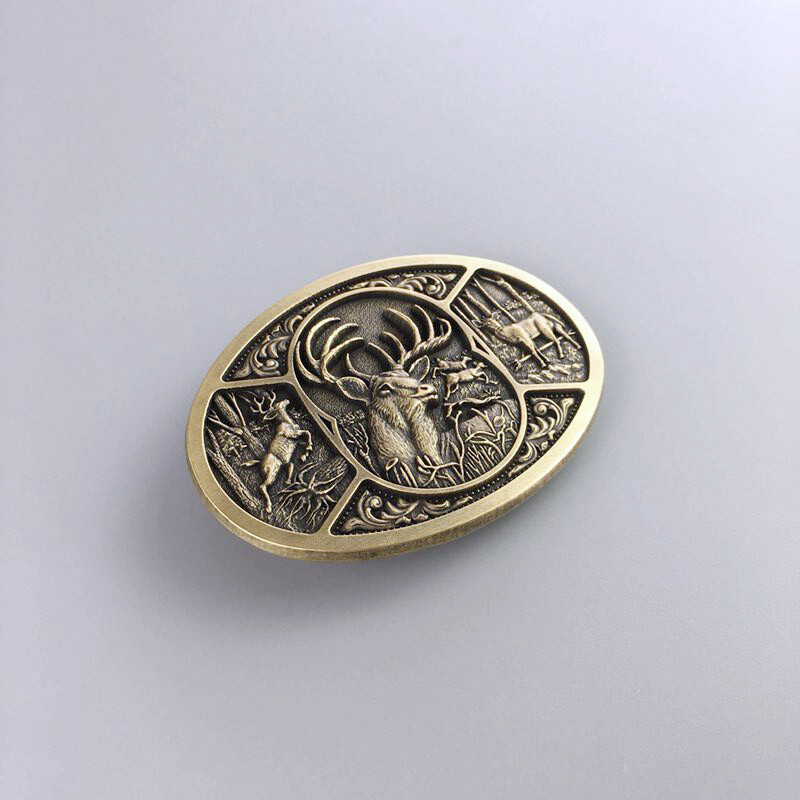 Vintage Bronze Western Wildlife Hunter Hunting Deer Belt Buckle