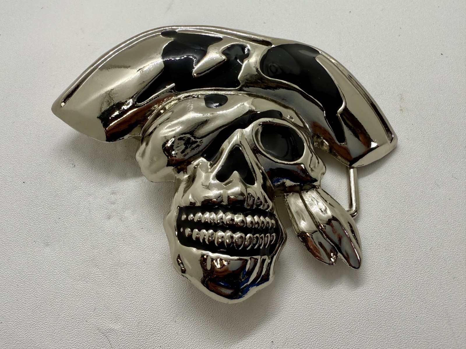 Pirate Skull Head with Hat Bandana Halloween Cosplay Raised 3D Belt Buckle