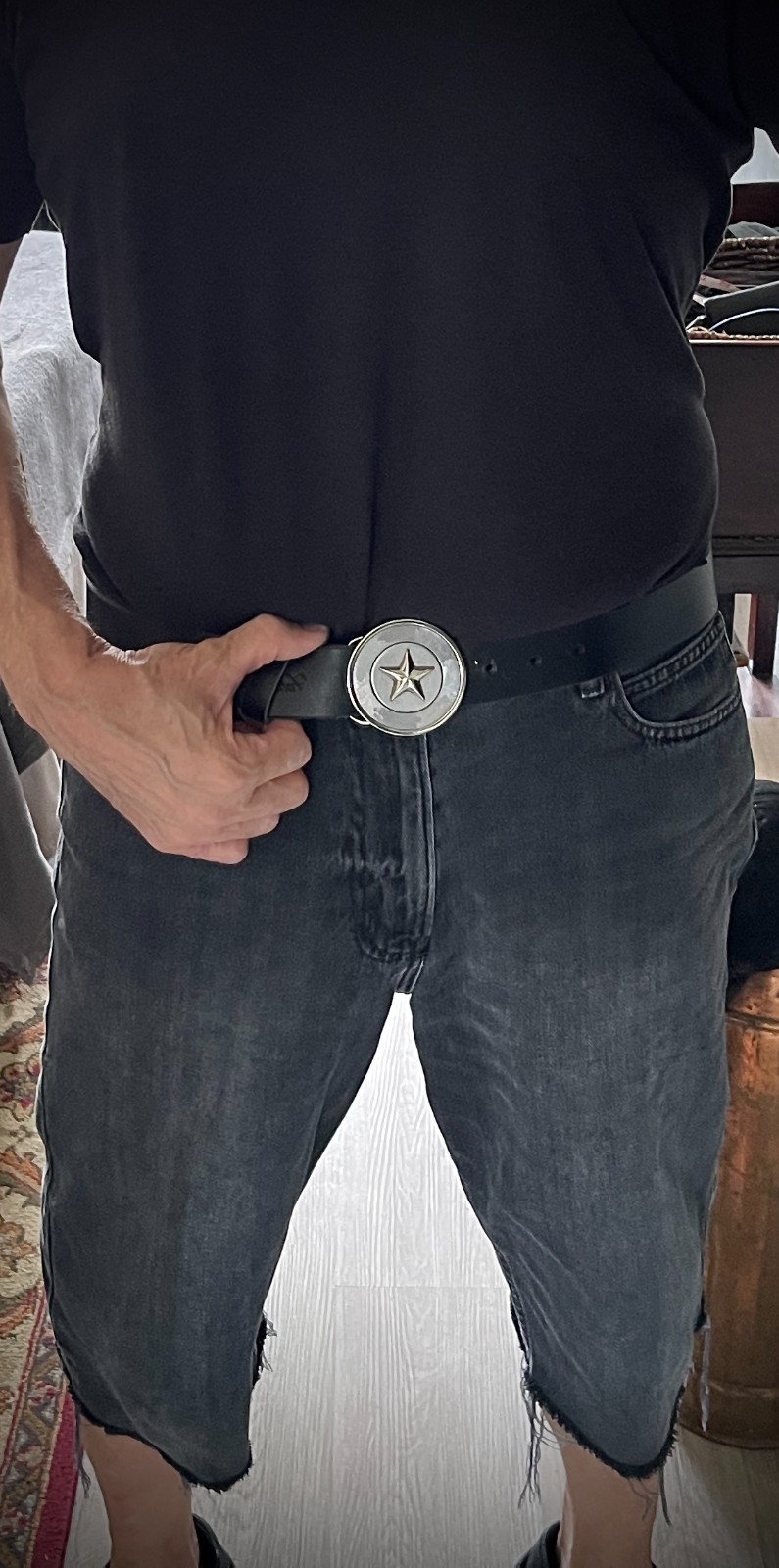 “Five Point Relic” Belt Buckle 2.5” Round Handmade Star OOAK Darren McNees