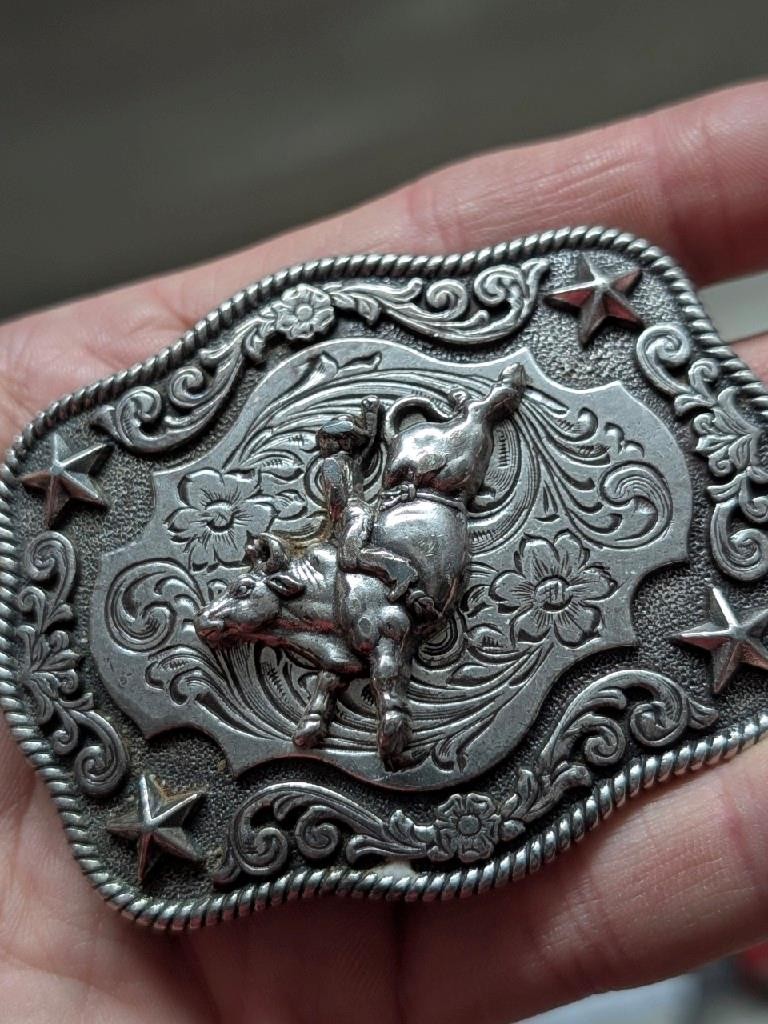 vintage NOCONA belt buckle RODEO metal steel WESTERN cowboy BULL RIDER