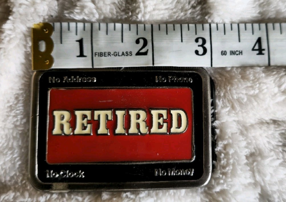 Vtg 1980s Retired Belt Buckle No Clock No Address Money Phone Red Enamel #2359