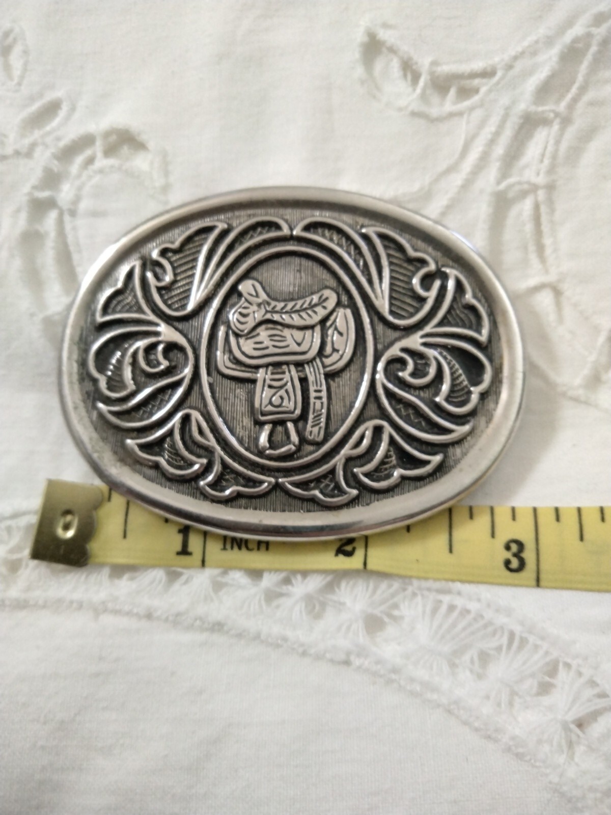 Vtg Avon Saddle Silver Tone Belt Buckle.