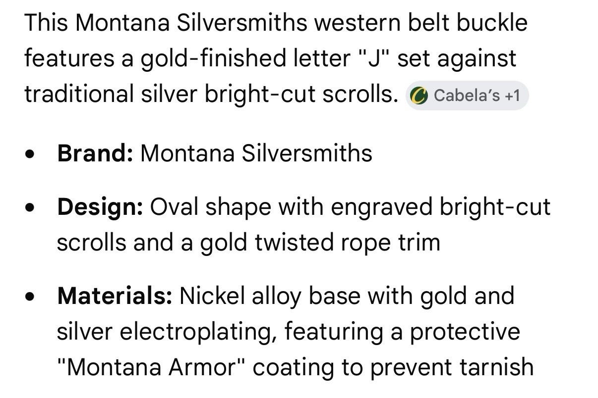 Montana Silversmiths Sterling Silver Plate Initial J Western Belt Buckle Oval