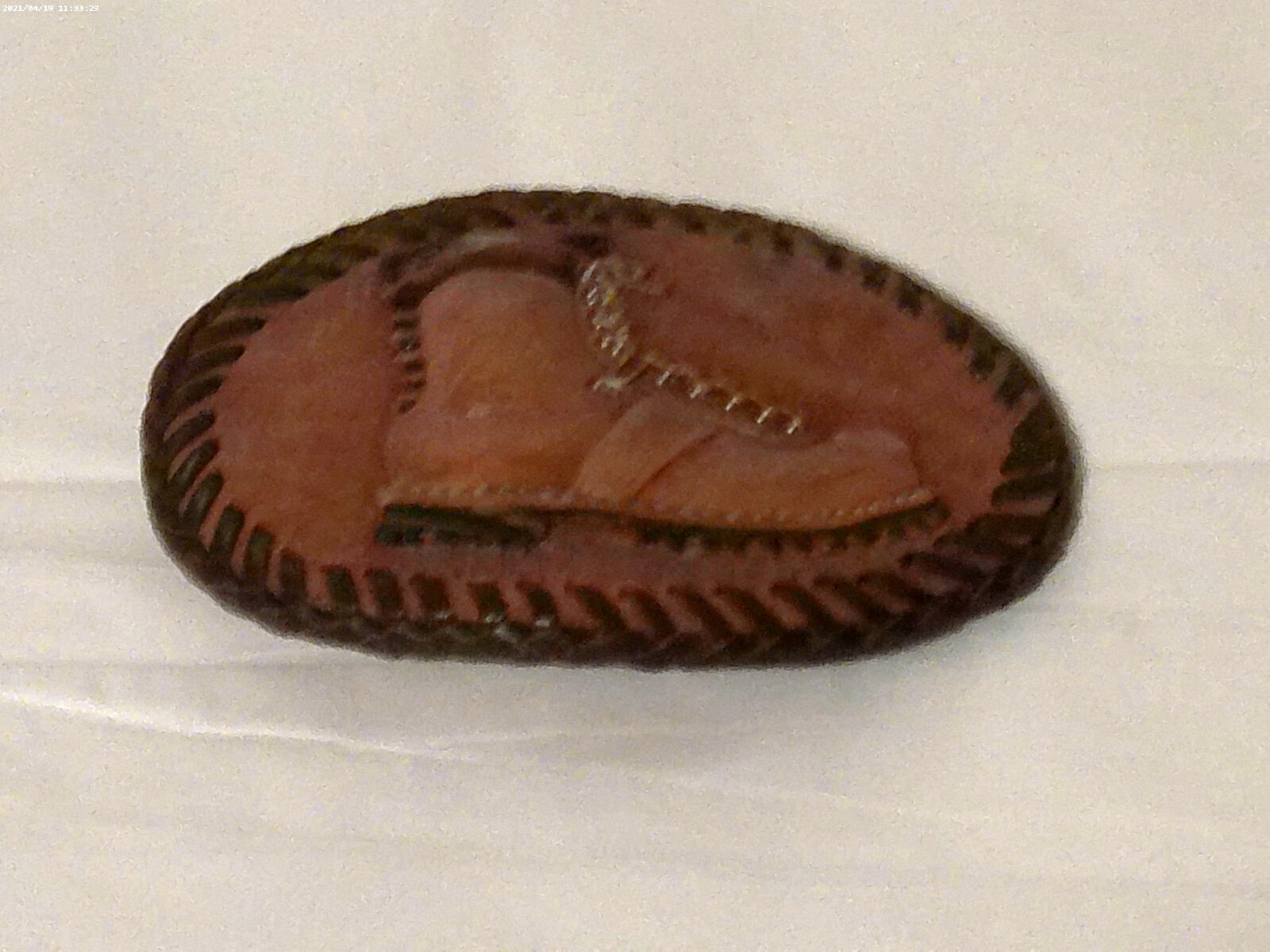 Vintage Men&rsquo;s Brown Stitched Leather Bucklehead Embossed Shoe Handmade 2.75X3.75