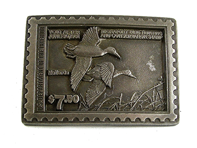 1981 Mallard Duck $7.50 Conservation Stamp Buckle By AMERICAN LEGENDS 4117