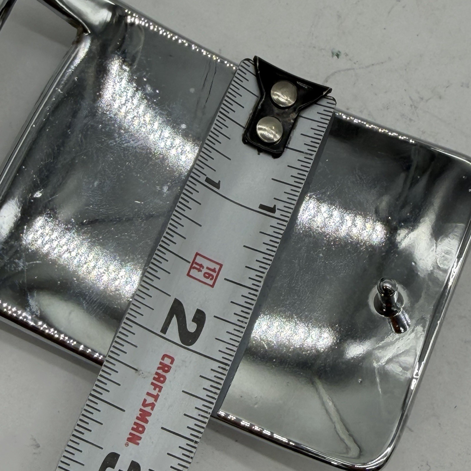 Vintage Silver Tone Hammer Rectangle Belt Buckle Textured Minimalist