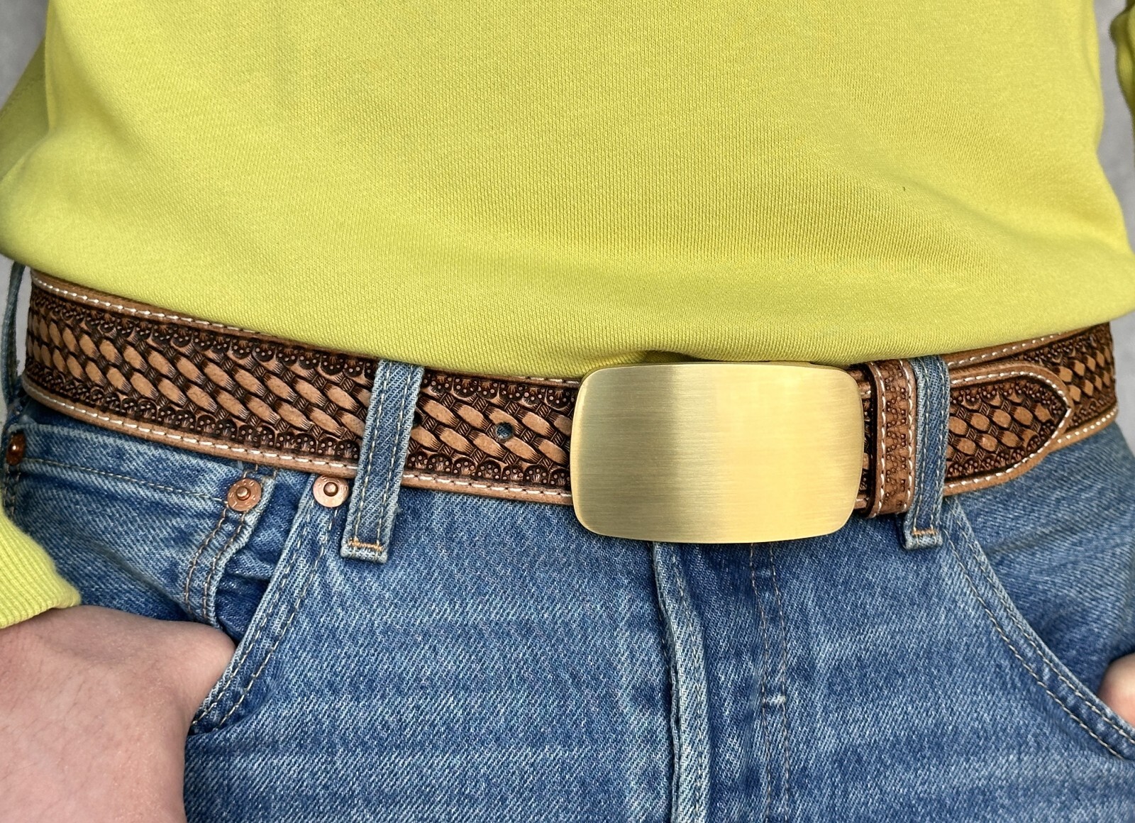 Engraved Solid Brass Belt Buckle Custom Personalized Monogrammed Buckle