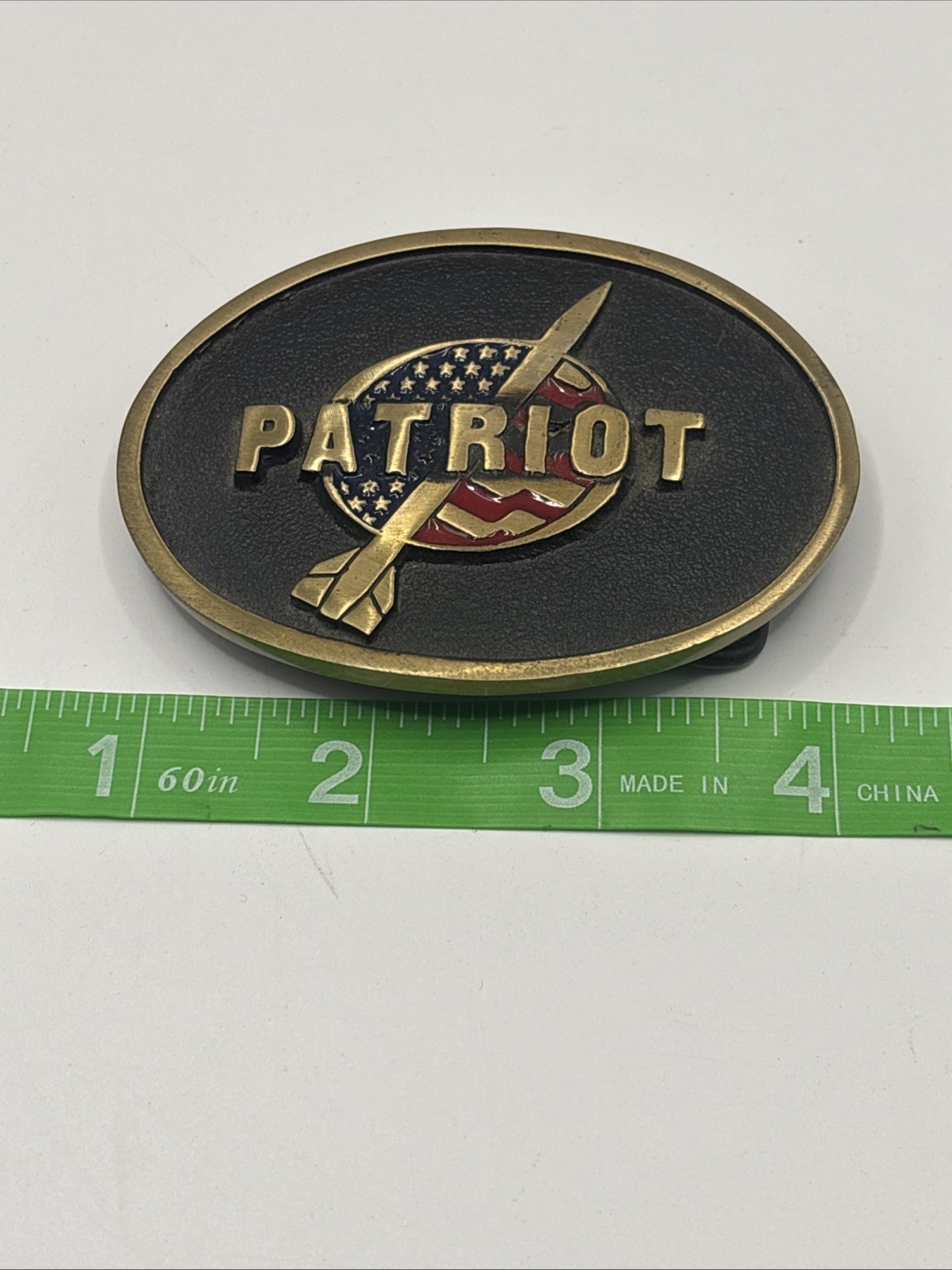 Patriot Missile Belt Buckle Brass 1988 Limited Edition