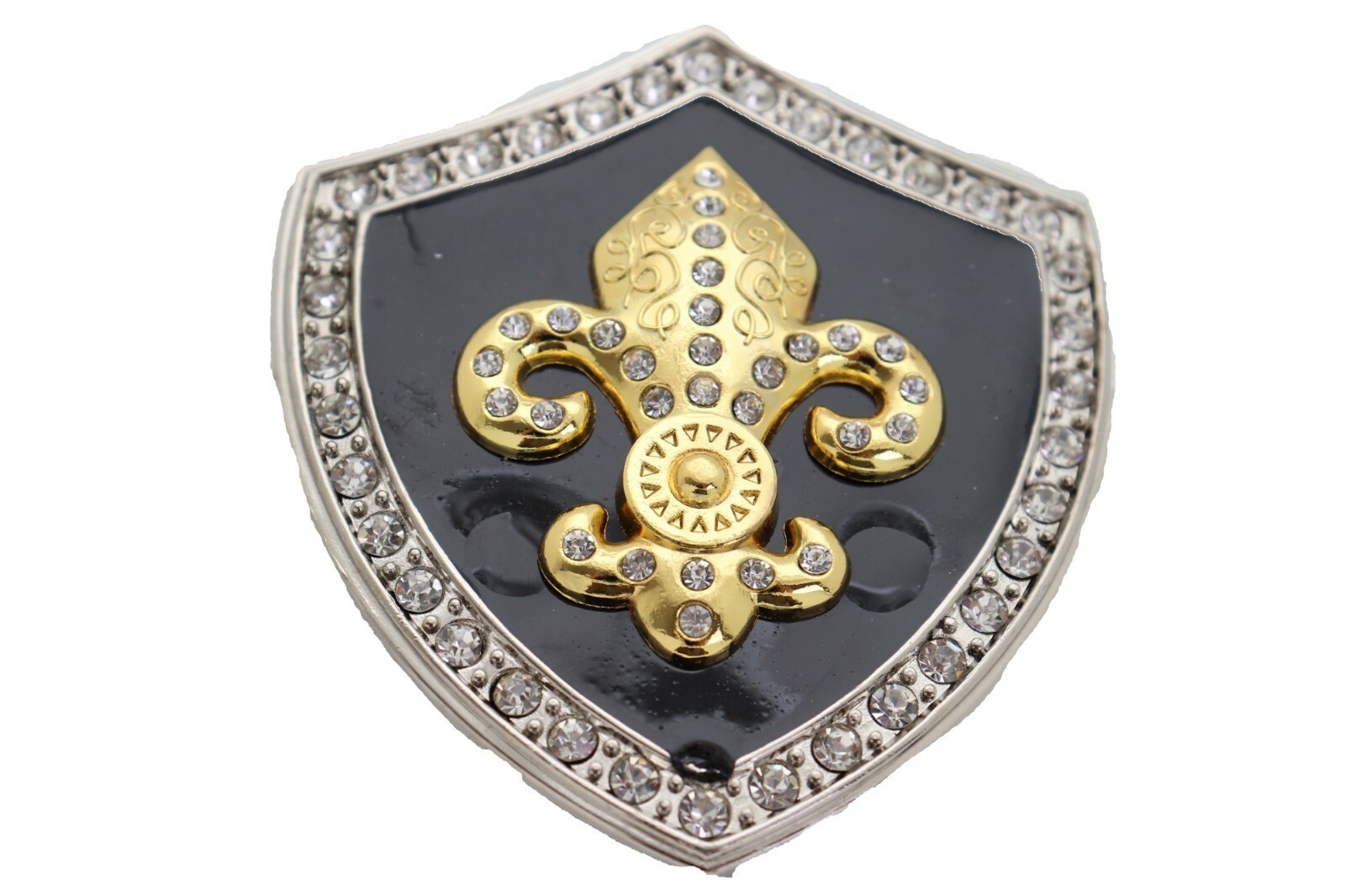Men Belt Buckle Silver Metal Western Gold Fleur De Lys Lily French Symbol Flower