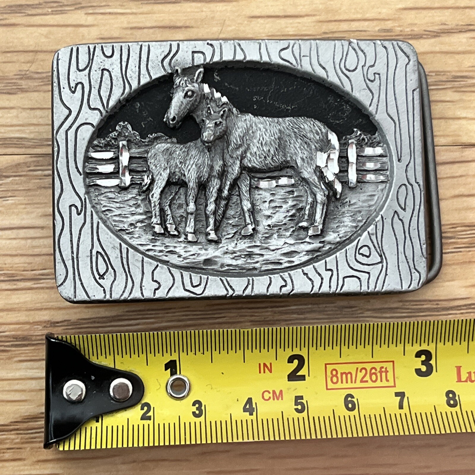 Vintage 1994 Silver Star Colorado Horse Fawn Belt Buckle 5999 Made In USA Pewter