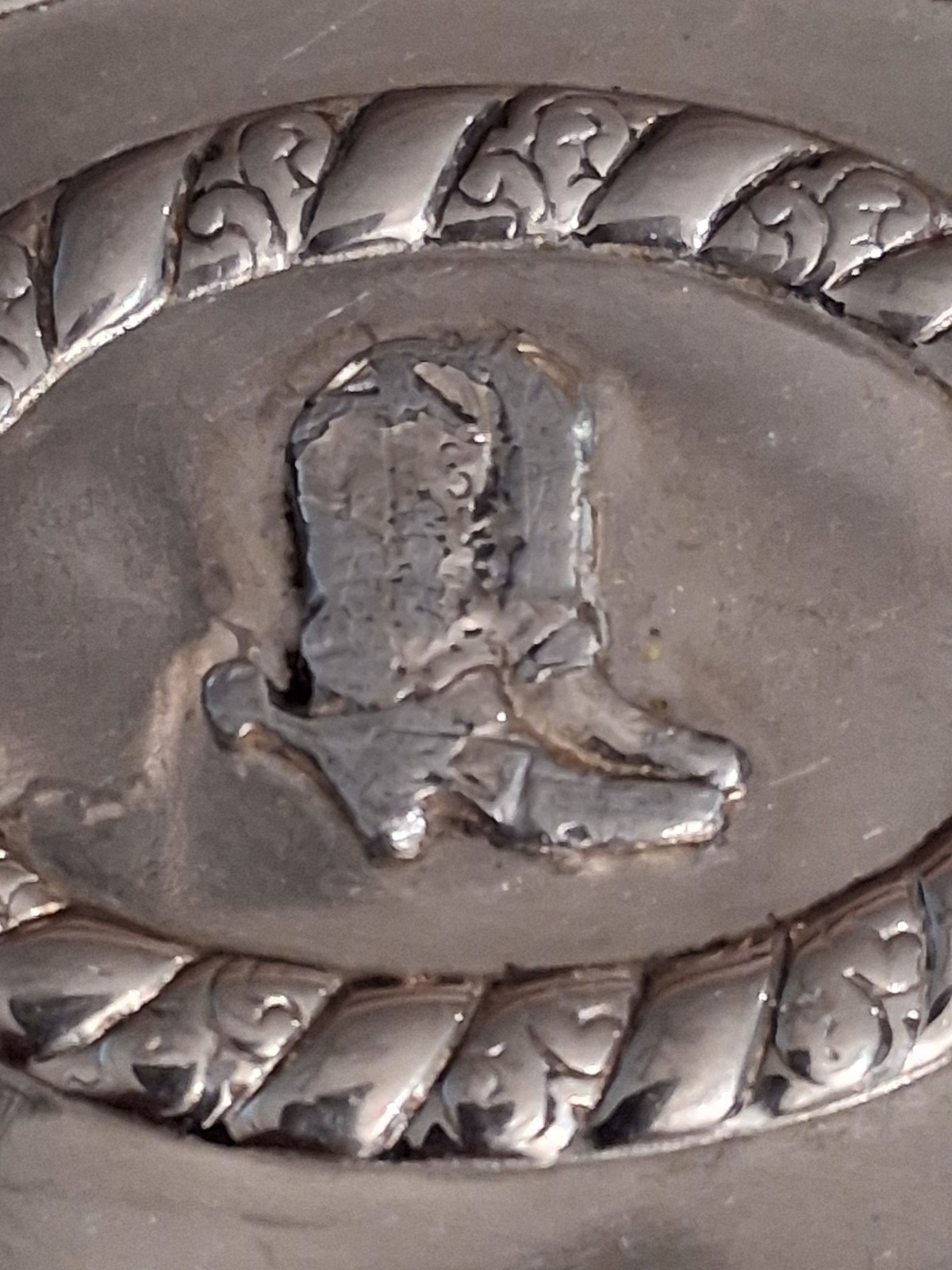 Vintage Belt Buckle Western Boots Horse Rodeo Cowboy 70s 80s 4.5&Prime;