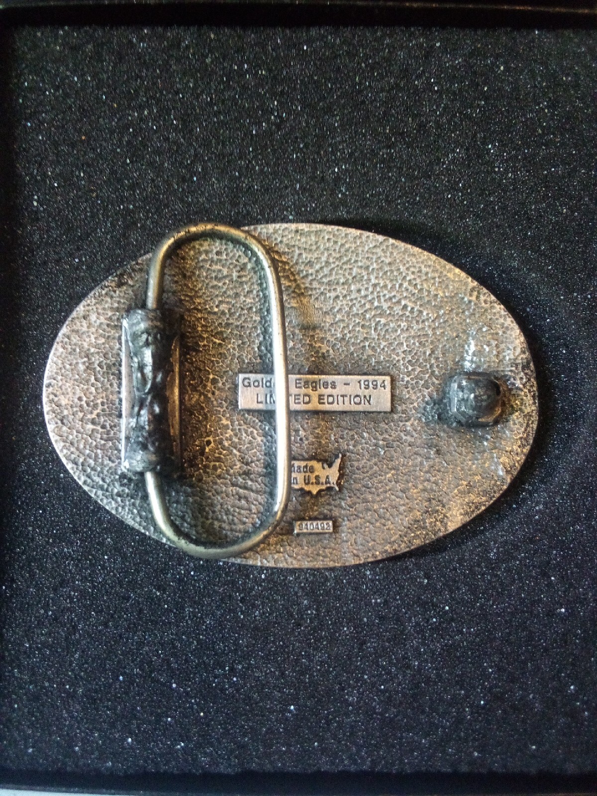 Vintage 1994 Golden Eagles NRA Pewter Belt Buckle Ltd Ed Rifle In Original Box