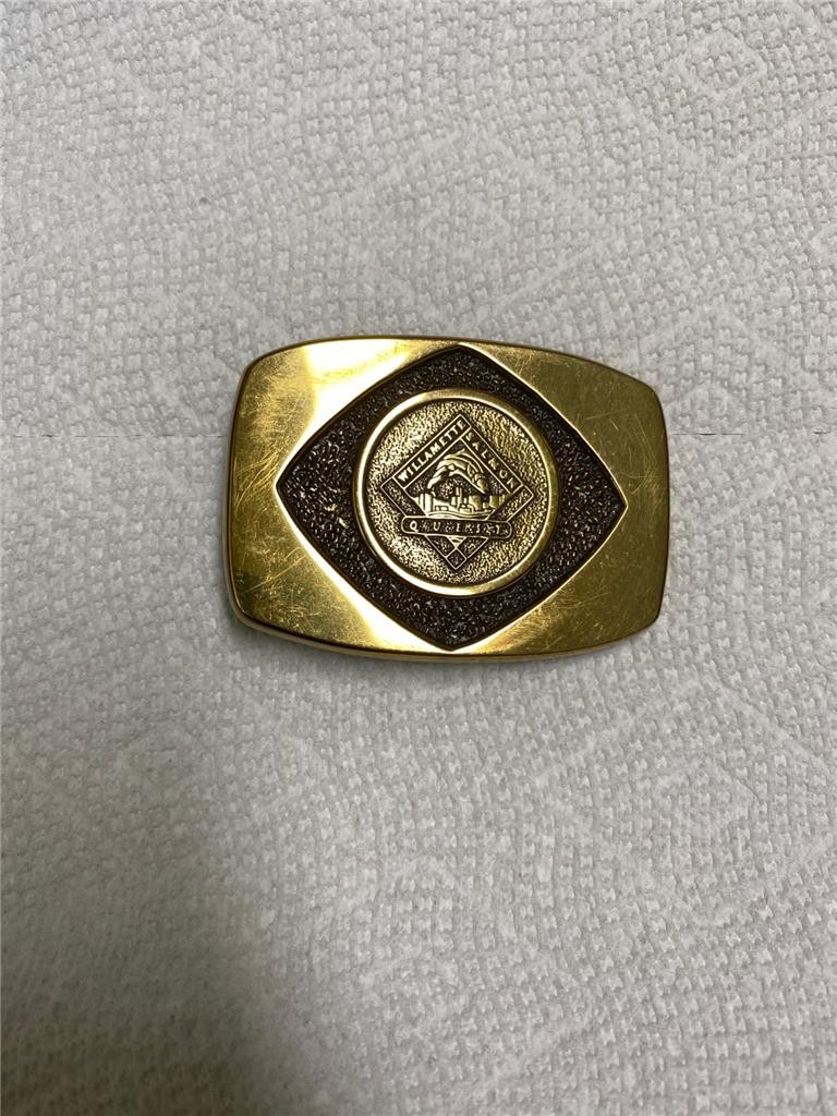 Vintage Solid Brass Williamette Salmon Quest Belt Buckle