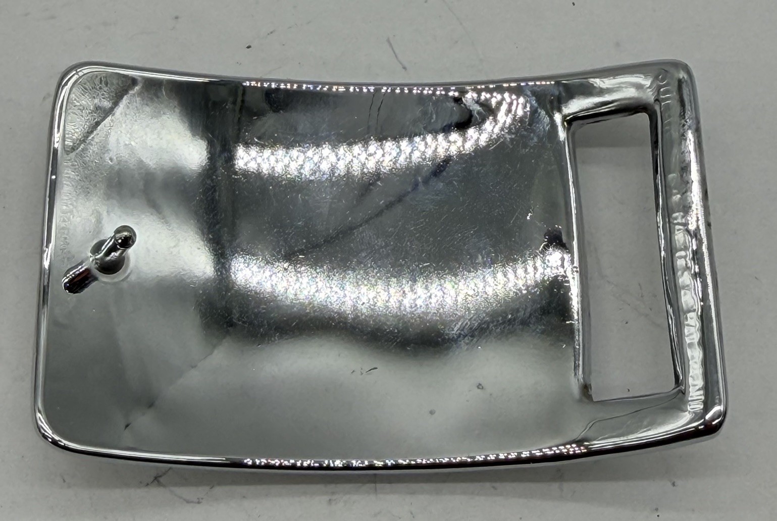 Vintage Silver Tone Hammer Rectangle Belt Buckle Textured Minimalist