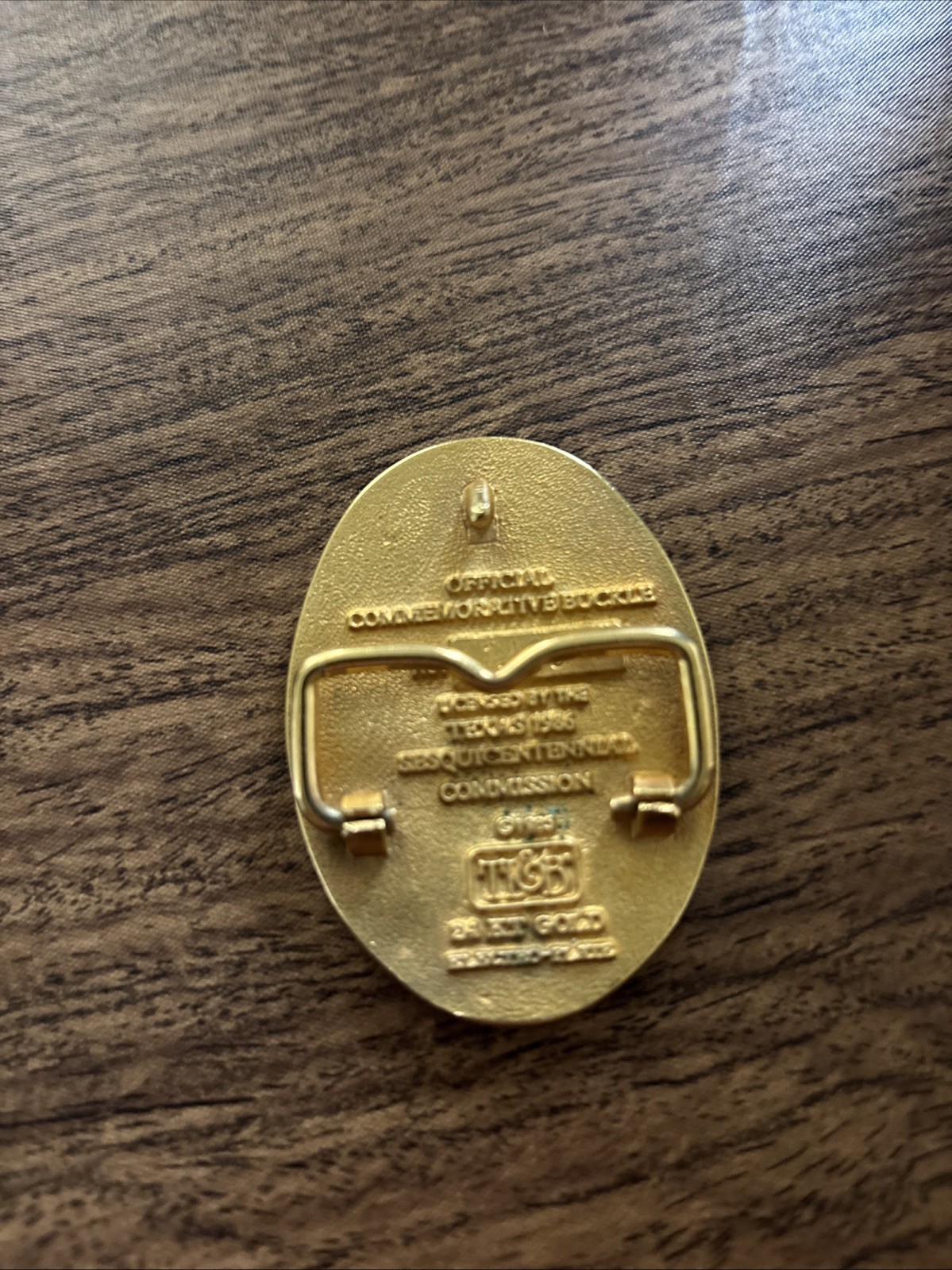 State of Texas Sesquicentennial Celebration Belt Buckle 1836-1986 Gold Plated