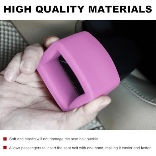 2 PCS Seat Belt Buckle Holder, Non-Slip Silicone Seatbelt Buckle Light Purple