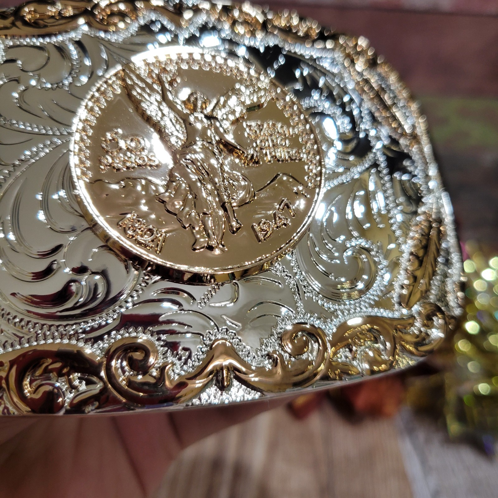 Centenario Cowboy Belt Buckle Western Hebilla Rodeo Silver Rosetone Coin