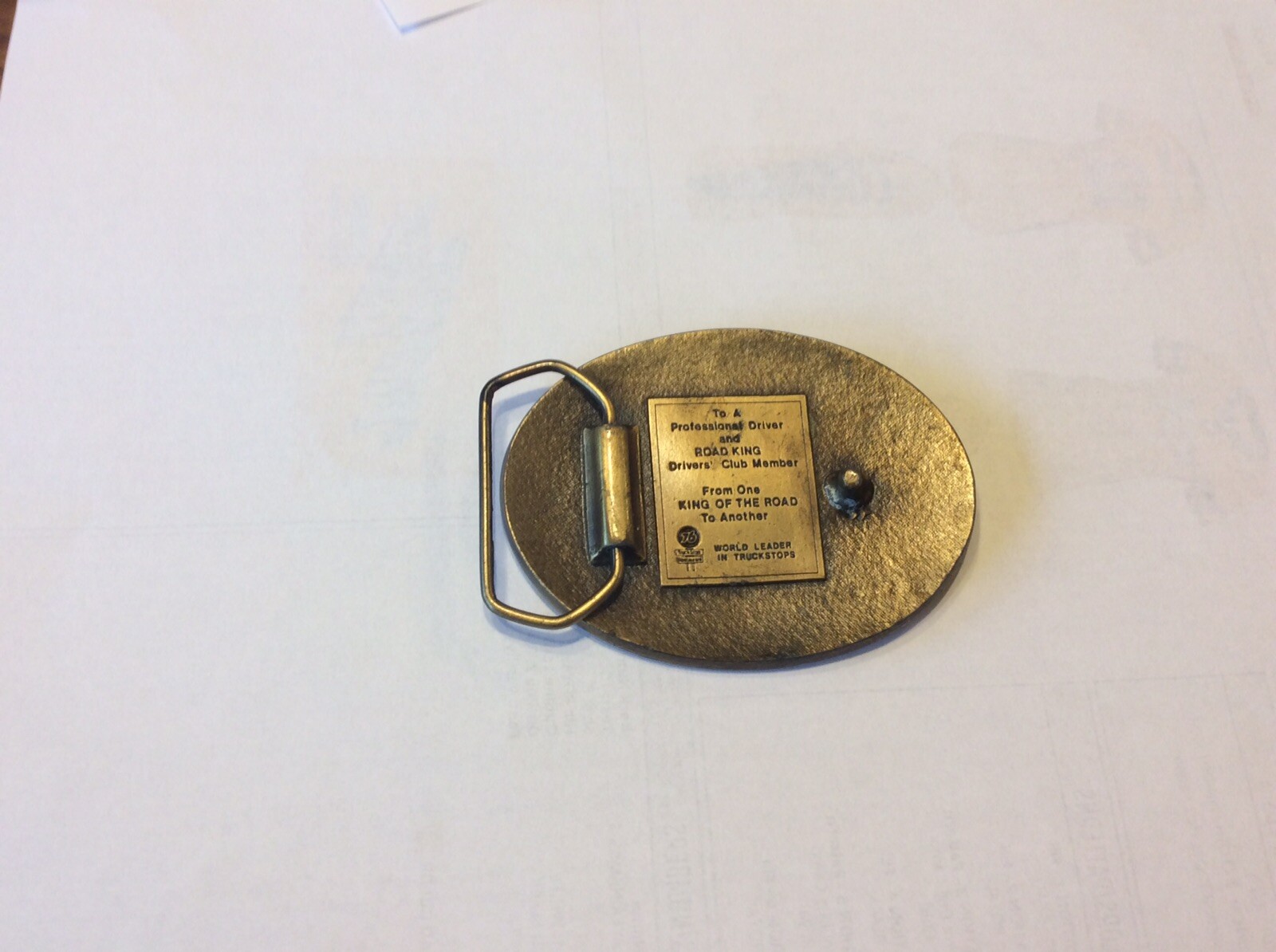 Brass Road King Lion Head 76 Drivers Club Member Belt Buckle