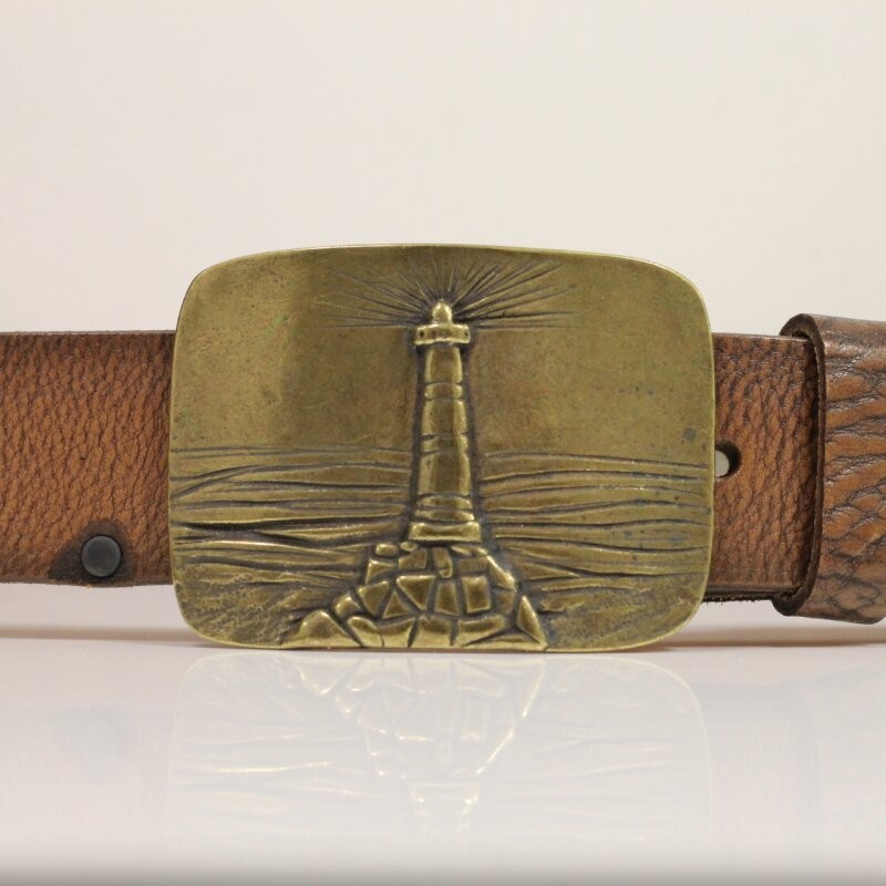 Lighthouse Antique Brass Belt Buckle – Nautical Style Maritime Buckle