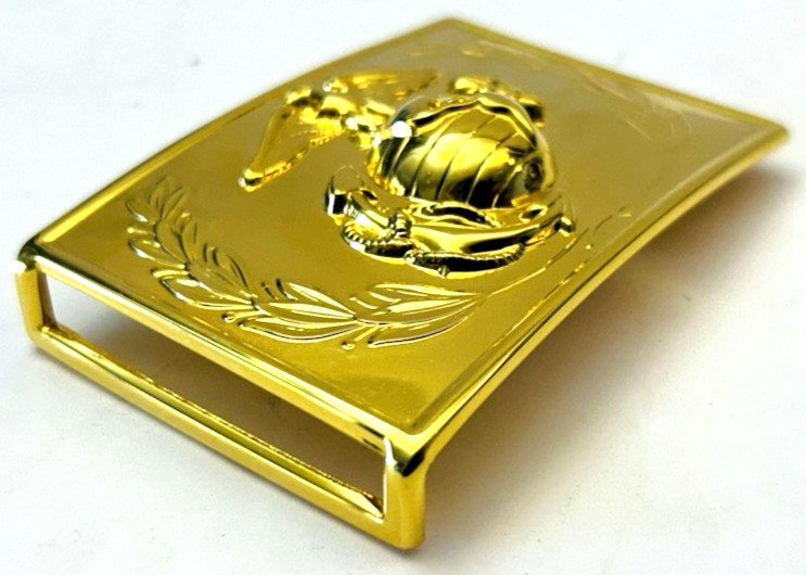 USMC Marine Corps Officers&rsquo; Equipment Company Gold Toned Belt Buckle EGA USA
