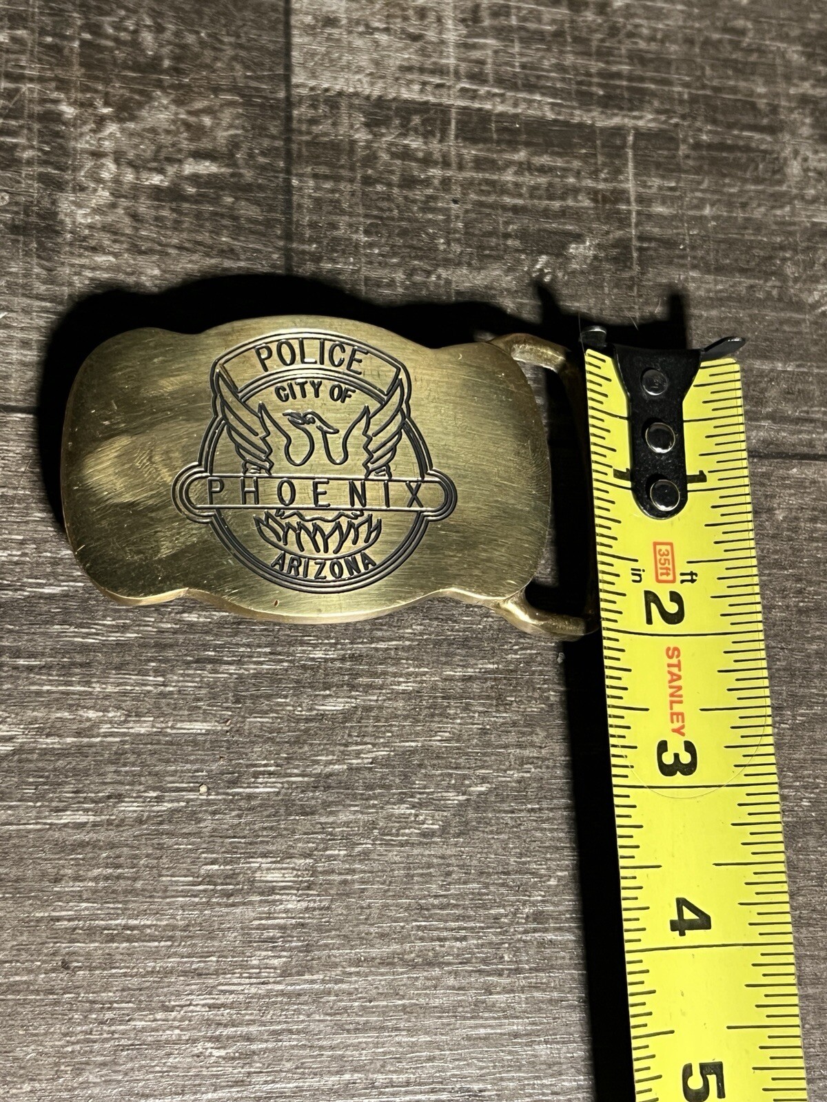 Vintage PHOENIX POLICE belt buckle SOLID BRASS custom 1970s 1980’s